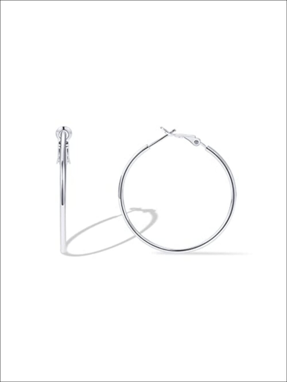 14K Gold Plated Hoop Earrings 40mm Paddle Back Sterling Silver Posts